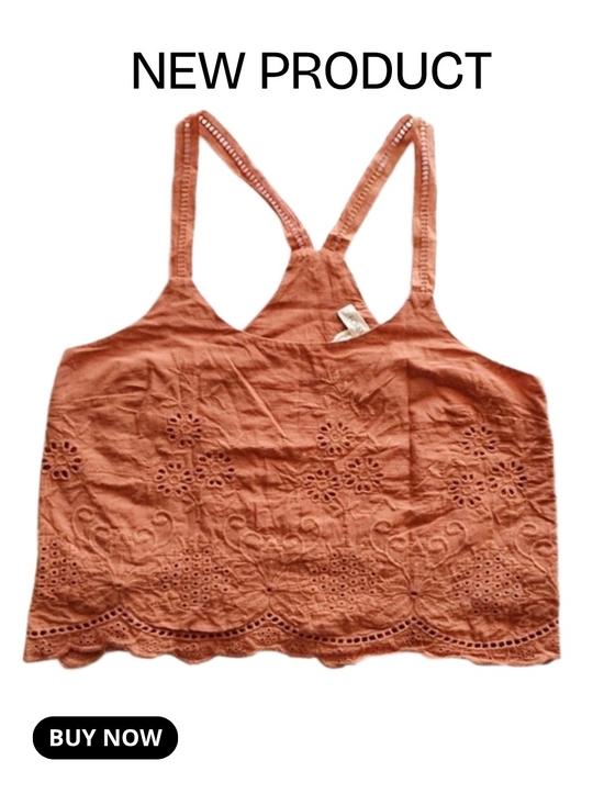 Forever 21 Tops - NEW Embroidered Scallop Hem Cami Floral Tank Top - Rust | Taracotta